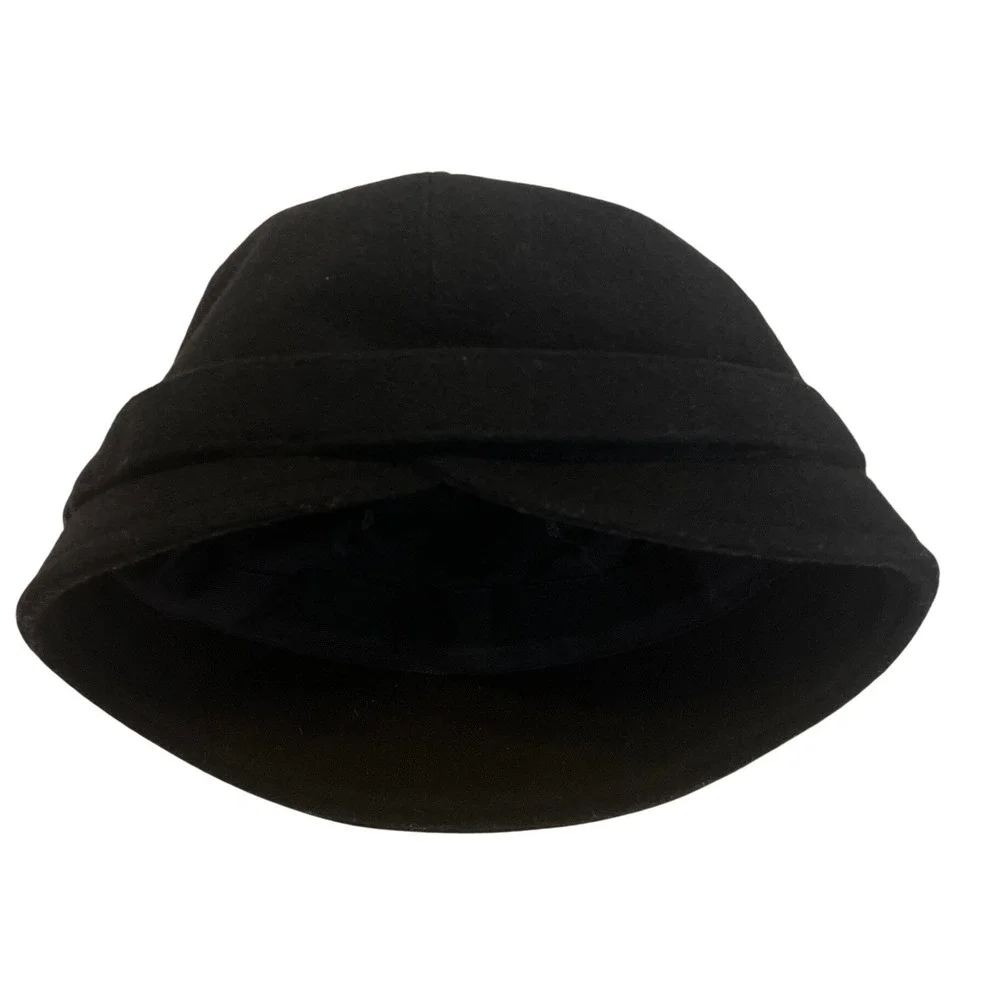 Mucros Weavers Flapper Hat Women One Size Black Wool Felt Made in Ireland Buckle - Picture 5 of 8